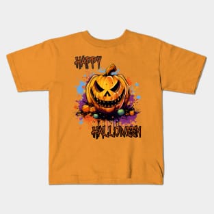 Spooky Pumpkin Happy Halloween Kids T-Shirt